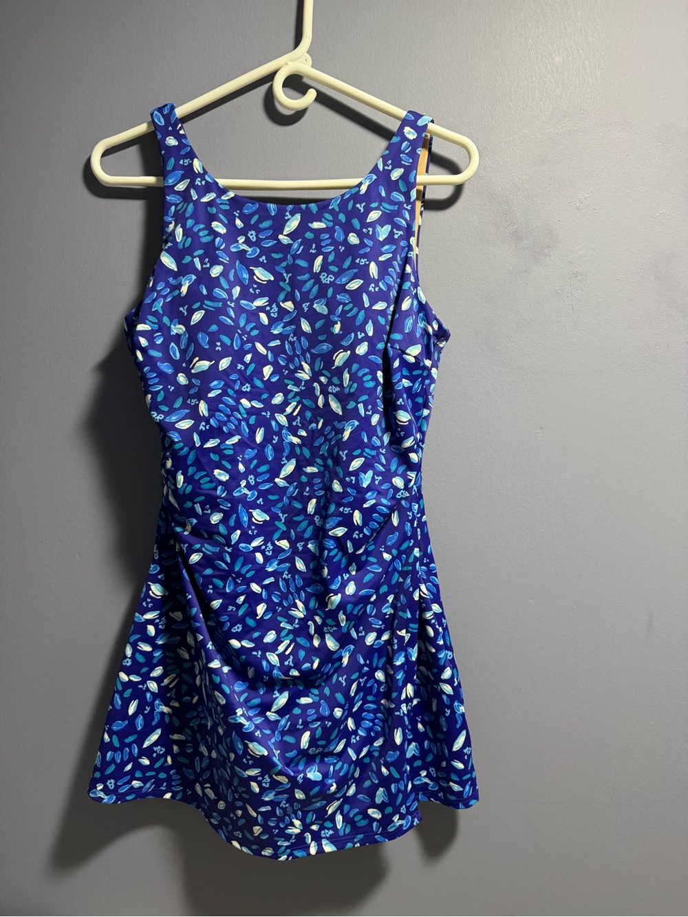 LL Bean Women’s Size 14 Regular Bean Sport Swim Dress Cobalt Petal Blue UPF 50+
